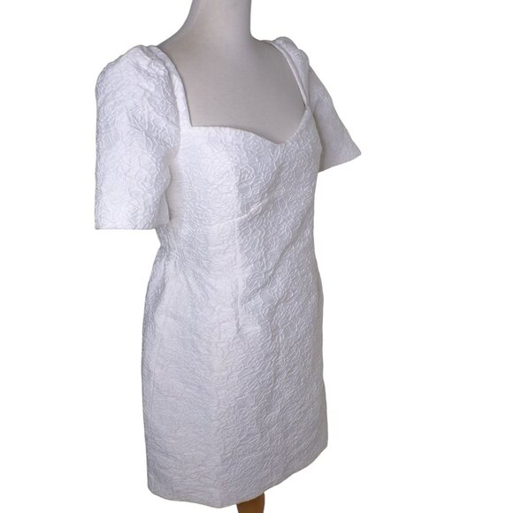 🆕ELLIATT Feminise Mini Dress Textured Puff Sleeve White Small 4 - Picture 9 of 13